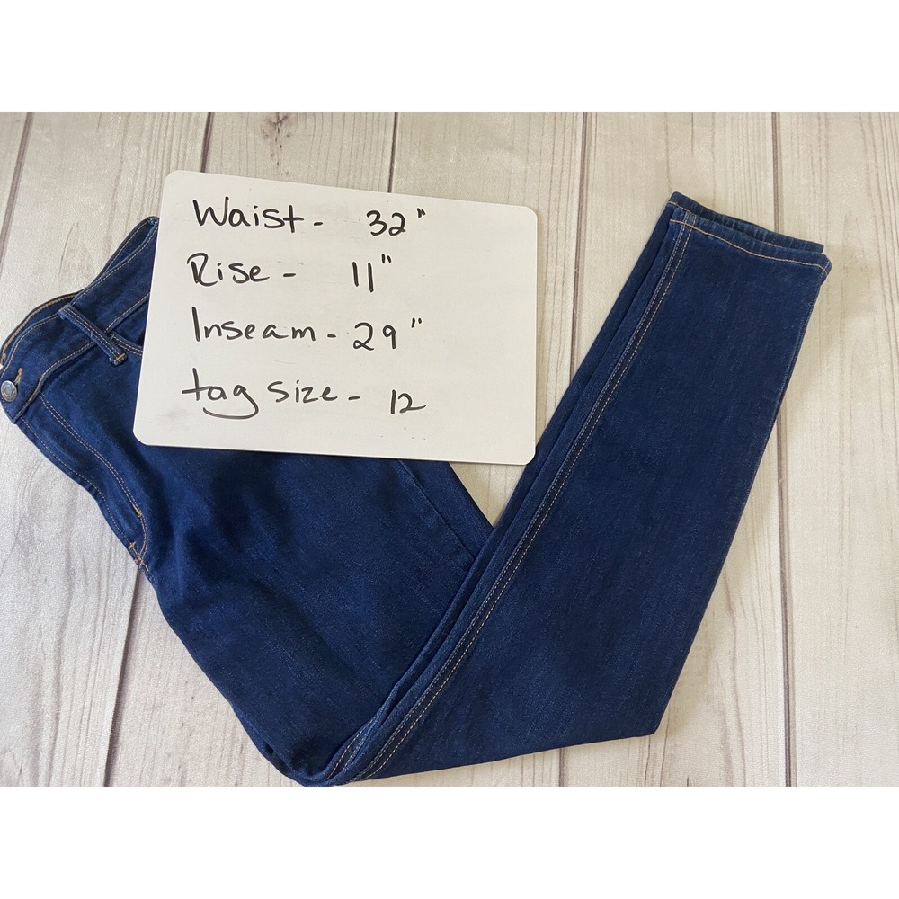 Old Navy Women's Size 12 w32 Dark Wash Blue Denim High Rise Super Skinny Jeans - Picture 7 of 9
